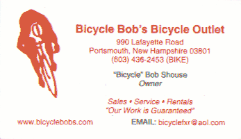 Card from September 2000 - Shop closed Dec 24, 2010 after 25 years in business - his website now re-directs to malware site Bicycle Bob's